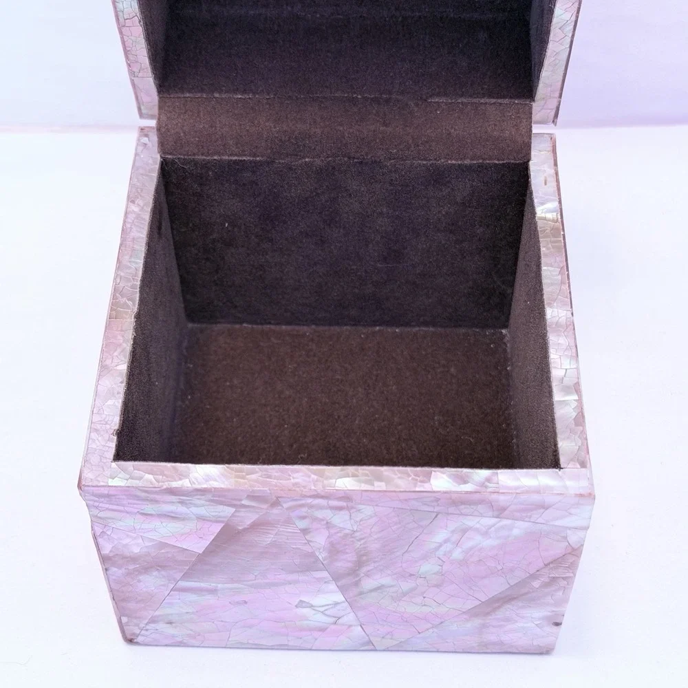 VTG Gumps San Francisco Jewelry Box Pen Shell Tiger Regency Vanity Pink Pearl